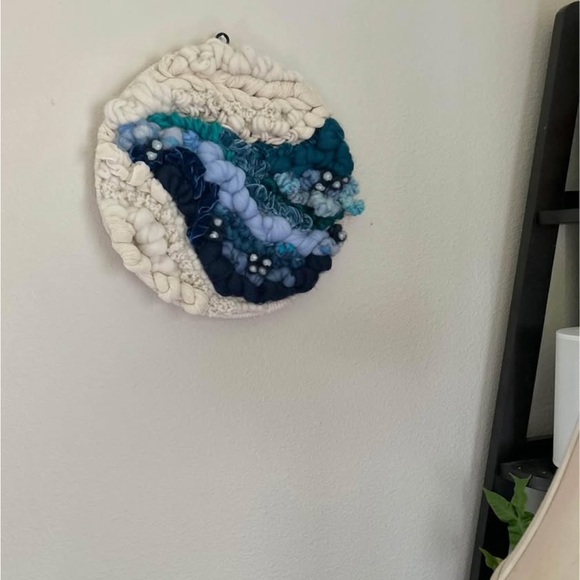 Handmade Woven Wall Hanging, Tapestry, Round Weaving, Fiber Art - Picture 4 of 4